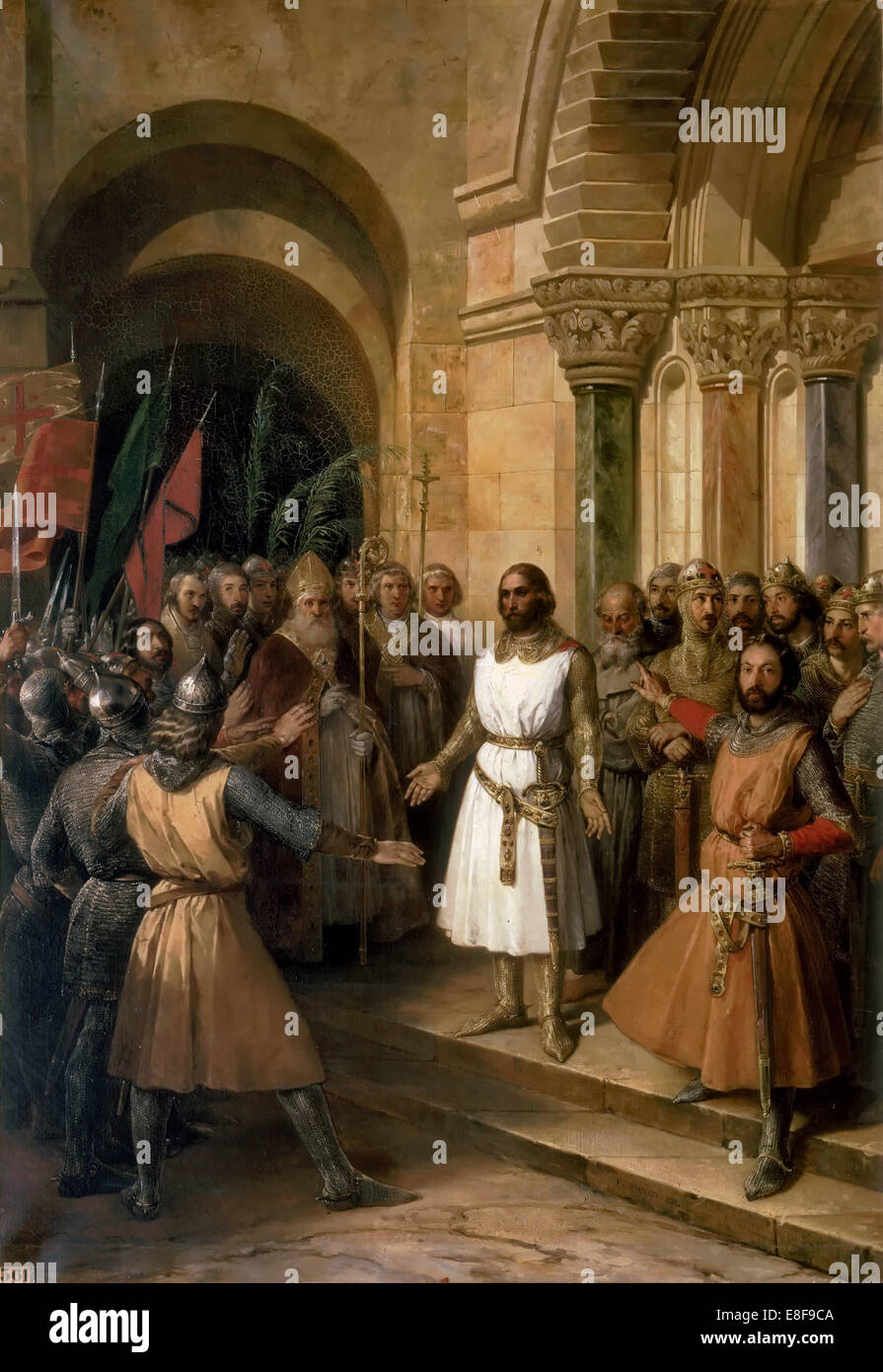 The election of Godfrey of Bouillon as the King of Jerusalem on July 23, 1099. Artist: Madrazo y Kuntz, Federico de (1815-1894) Stock Photo