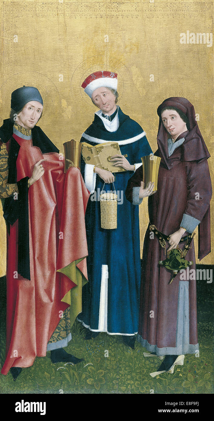 Saints Cosmas, Damian and Pantaleon. Artist: Master of Cologne (active ca 1500) Stock Photo