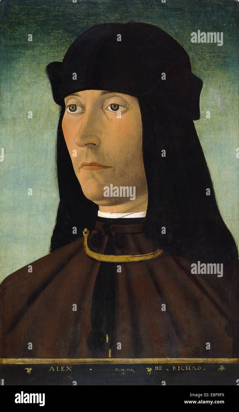 Portrait of Alessandro de Richao. Artist: Mazzola, Filippo (1460-1505) Stock Photo