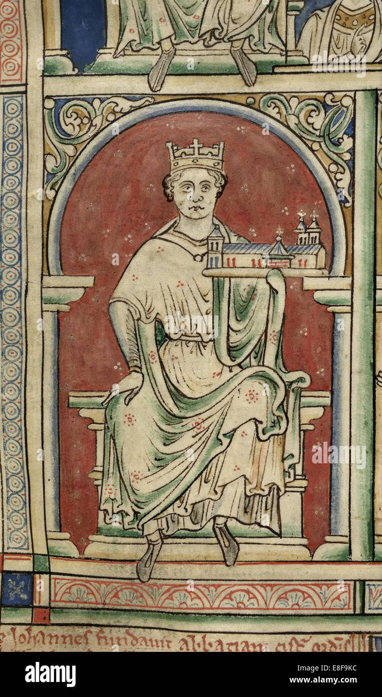 King John of England (From the Historia Anglorum, Chronica majora). Artist: Paris, Matthew (c. 1200-1259) Stock Photo
