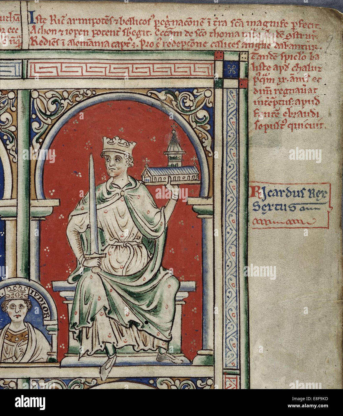 Richard I the Lionheart (From the Historia Anglorum, Chronica majora). Artist: Paris, Matthew (c. 1200-1259) Stock Photo