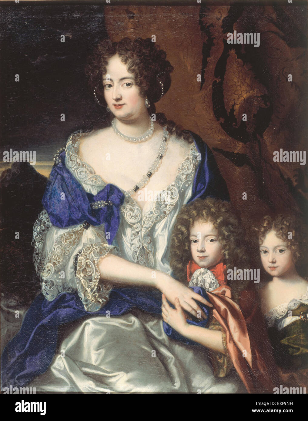 Duchess Sophia Dorothea of Brunswick and Luneburg with her children George and Sophia Dorothea. Artist: Vaillant, Jacques (1625-1695) Stock Photo