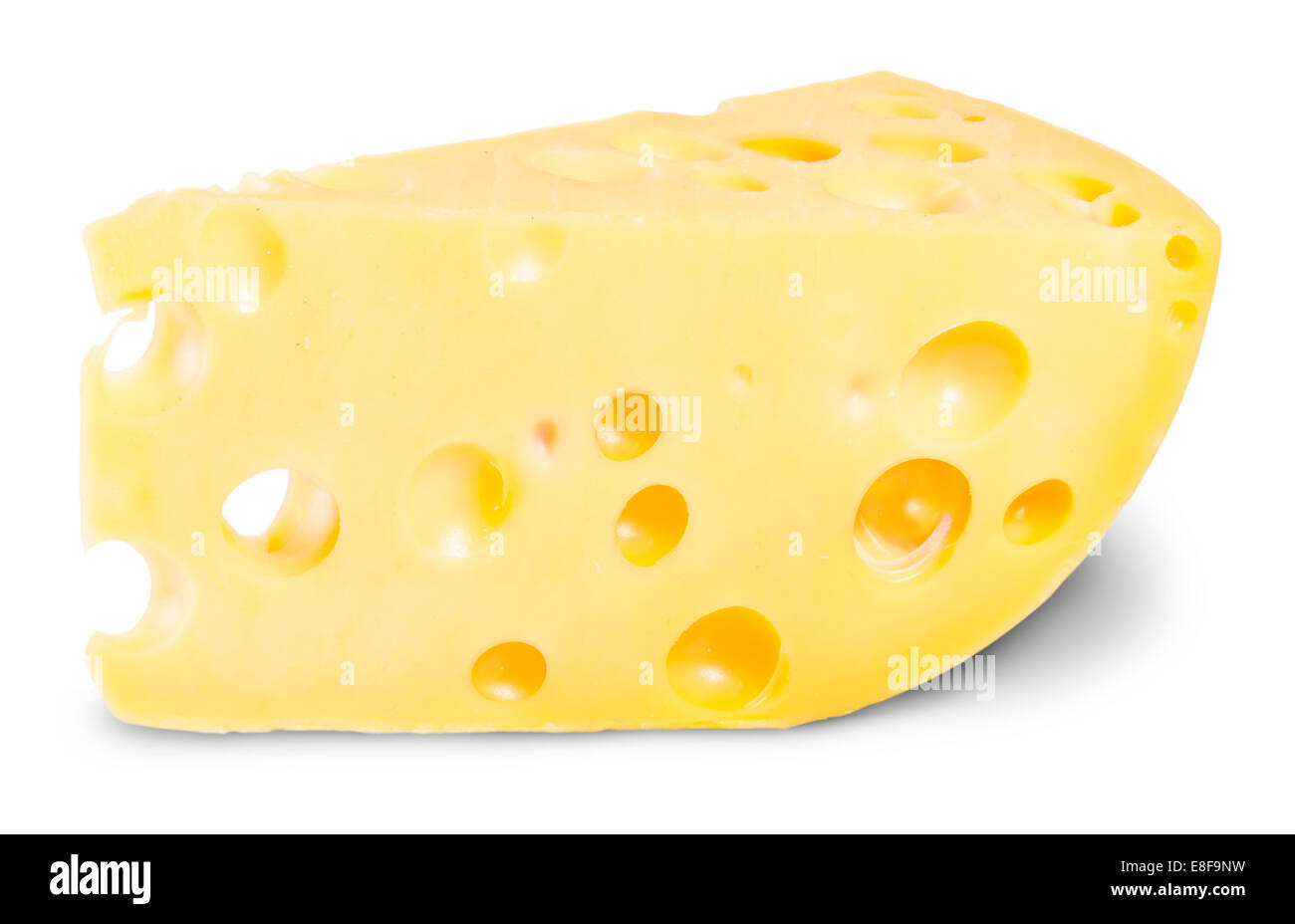 A Piece Of Cheese Isolated On White Background Stock Photo