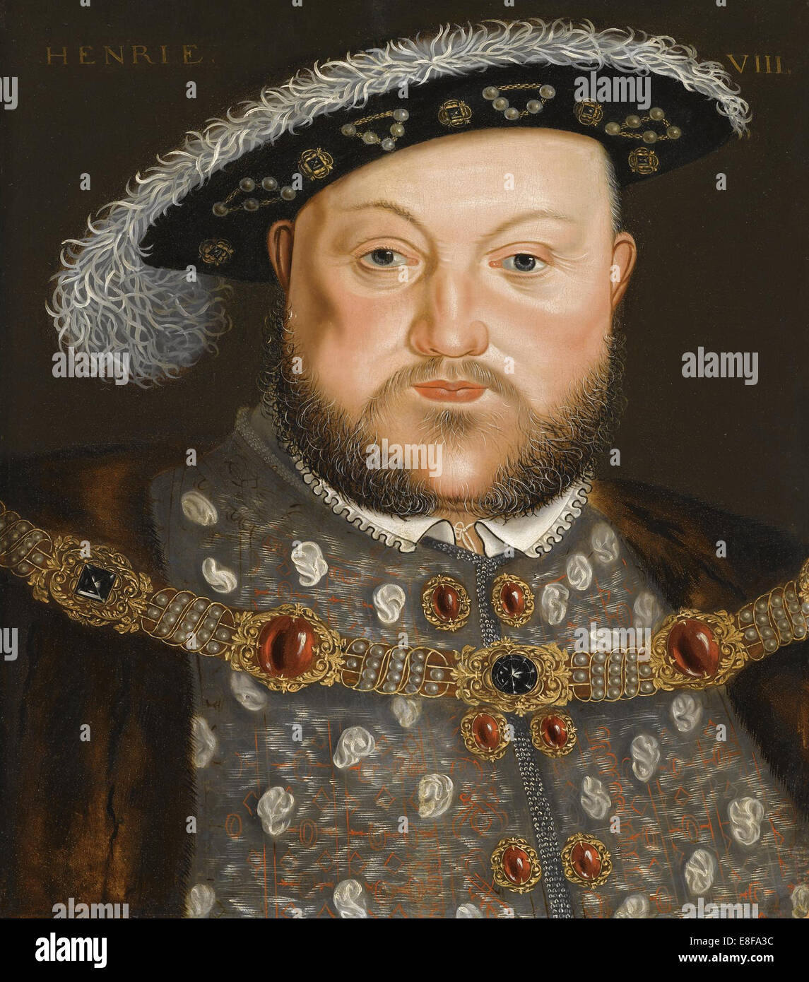 Portrait of King Henry VIII of England. Artist: Holbein, Hans, (Circle of) Stock Photo