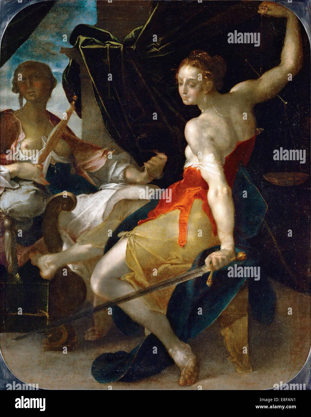 Allegory of Justice and Prudence. Artist: Spranger, Bartholomeus (1546-1611) Stock Photo