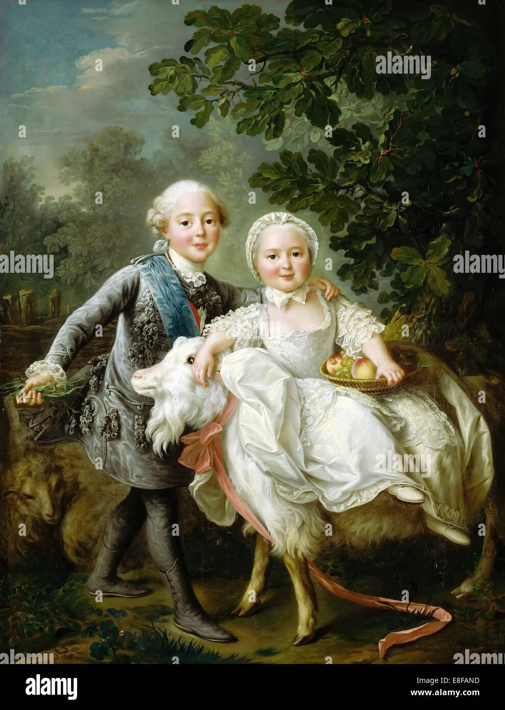 Charles de Bourbon, comte d'Artois with his sister Clotilde. Artist: Drouais, François-Hubert (1727-1775) Stock Photo