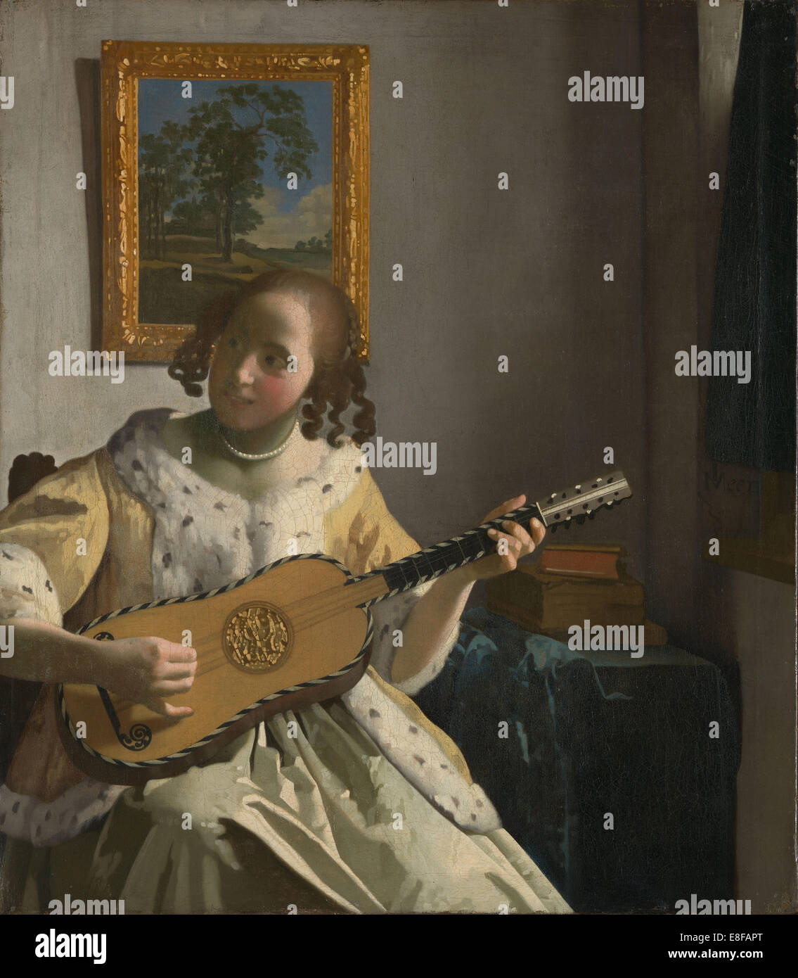 The Guitar Player. Artist: Vermeer, Jan (Johannes) (1632-1675) Stock Photo