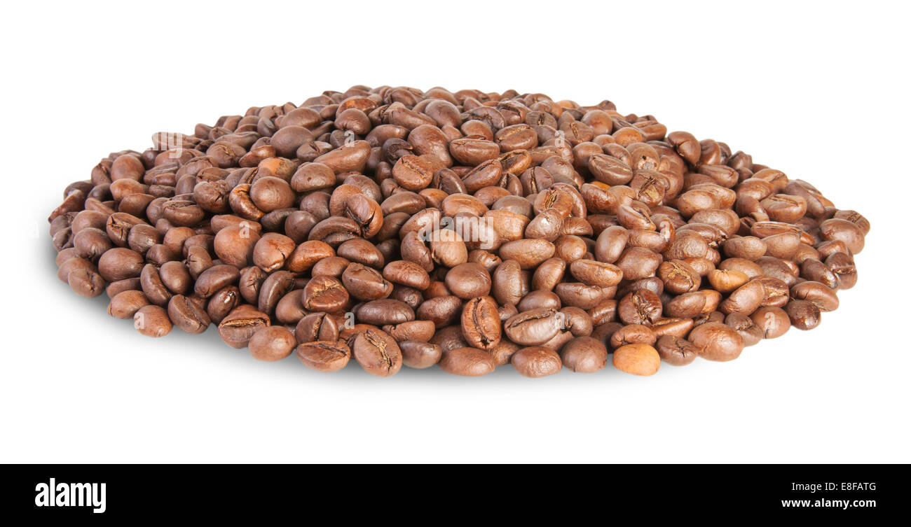 Heap Coffee Beans Isolated On White Background Stock Photo - Alamy