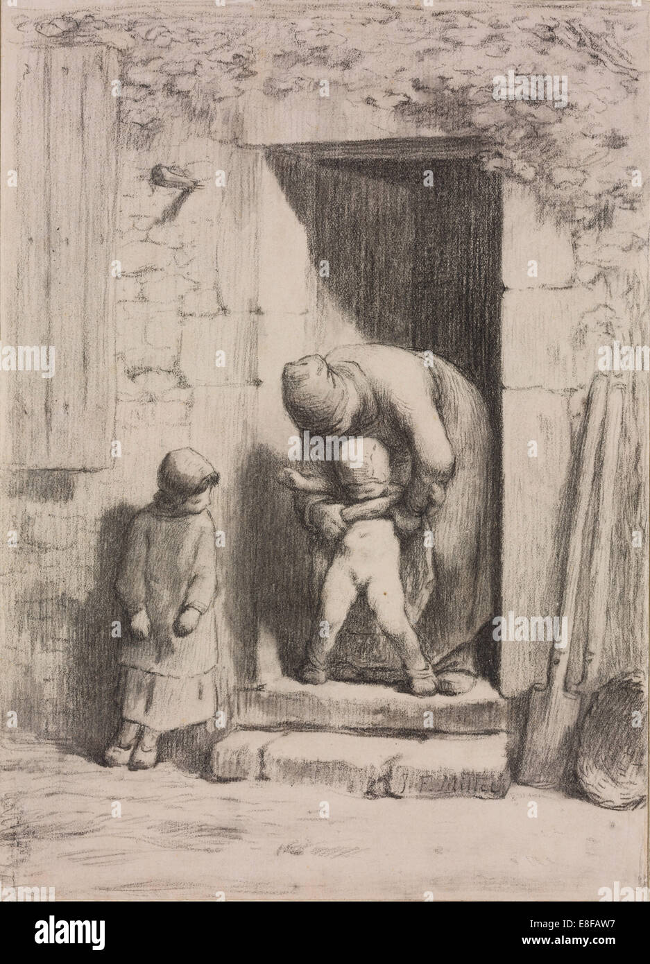 Maternal Solicitude. Artist: Millet, Jean-François (1814-1875) Stock Photo