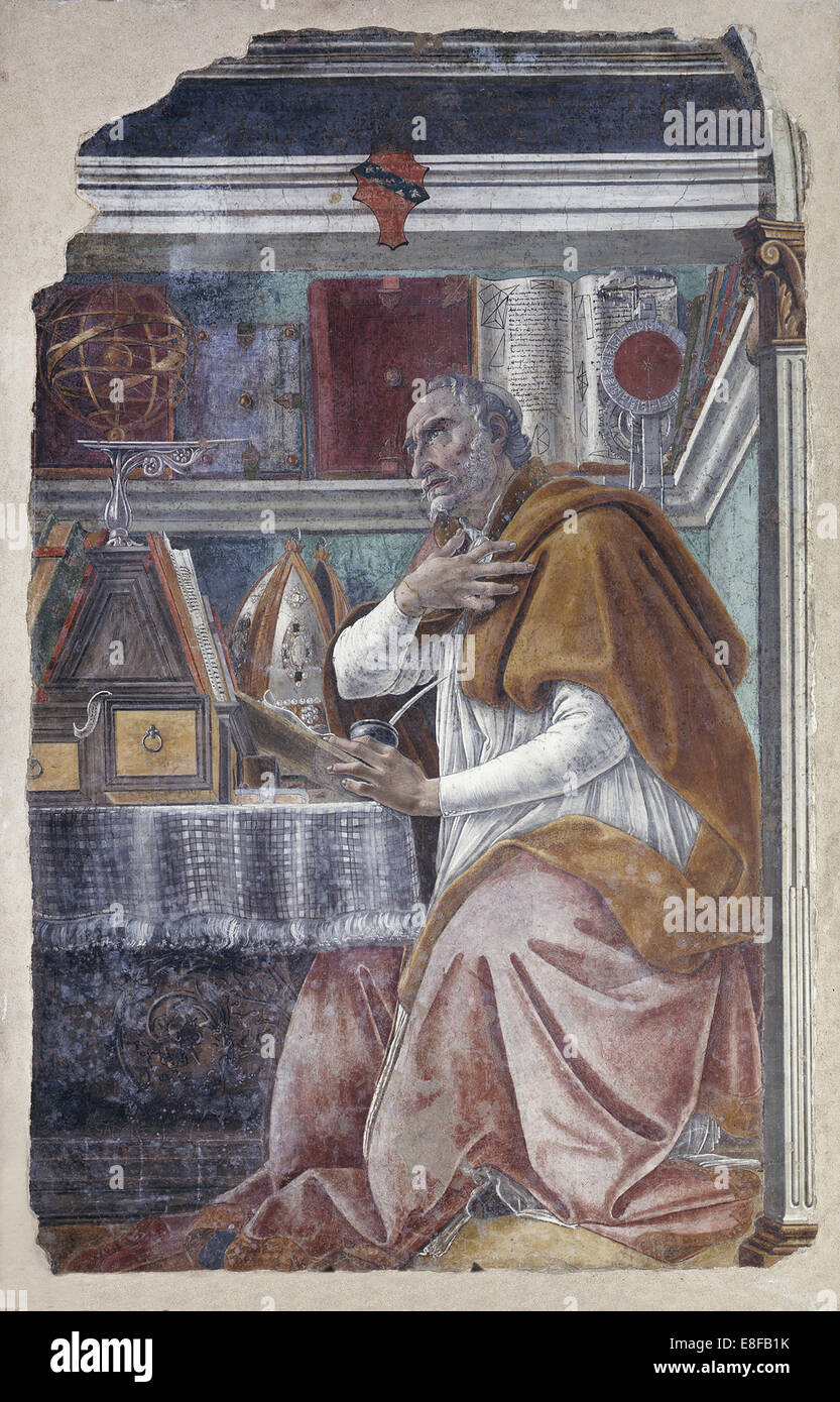 Saint Augustine in His Study. Artist: Botticelli, Sandro (1445-1510) Stock Photo