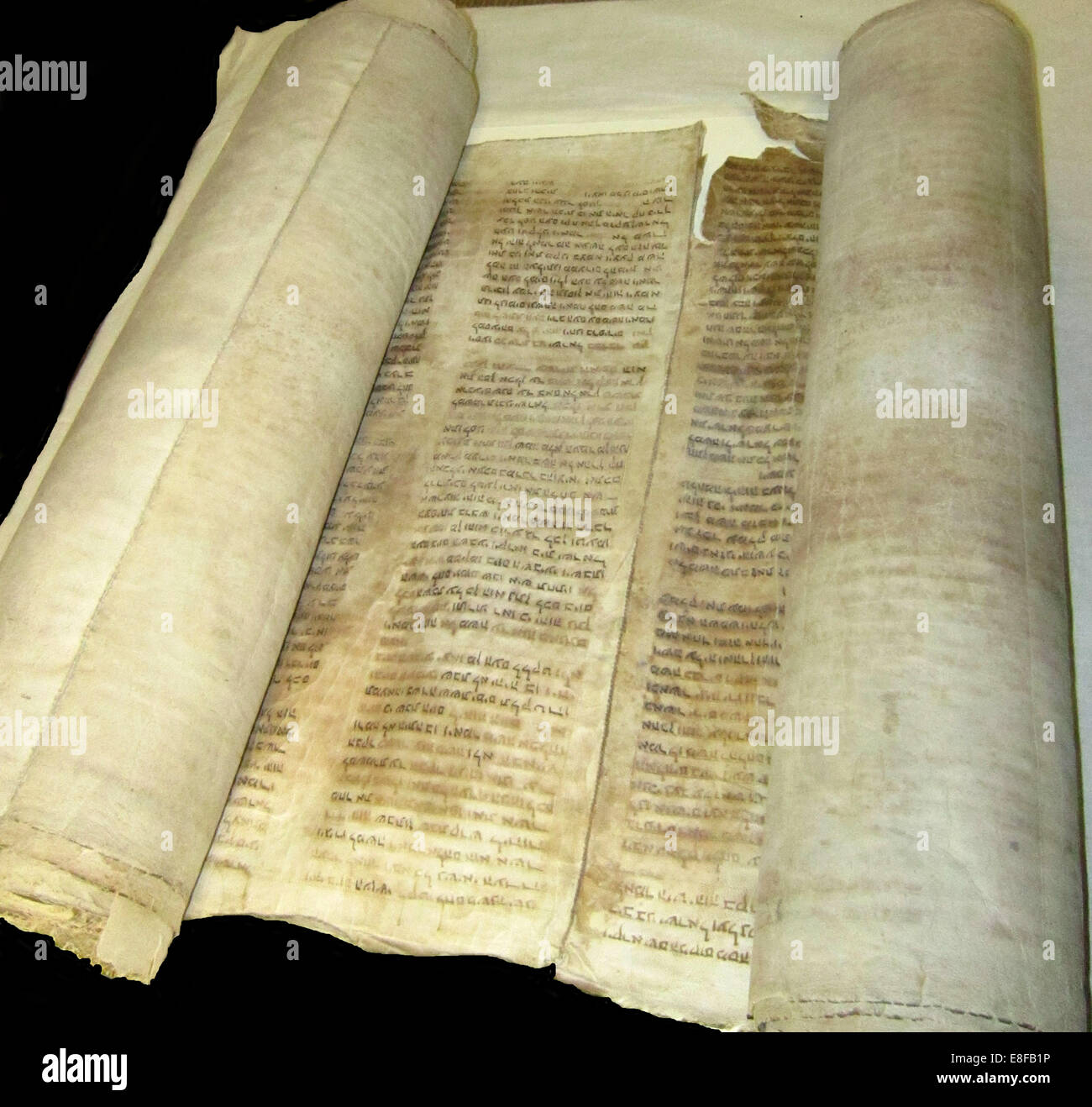 Torah scroll of the Jewish community in Kaifeng, China. Artist: Historical Document Stock Photo