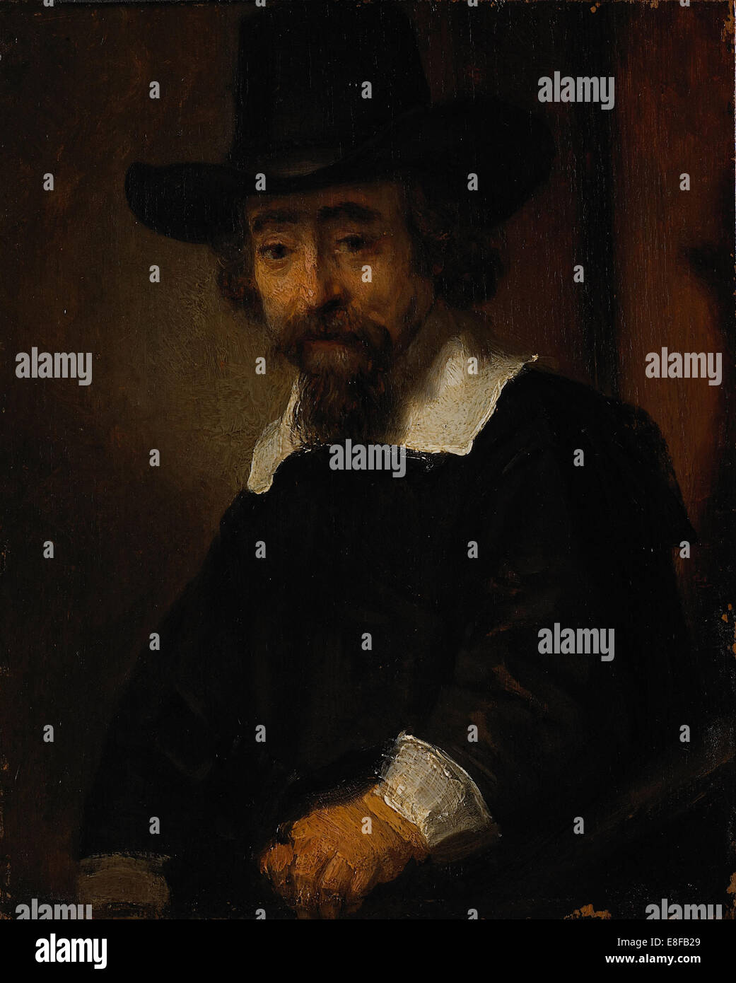 Portrait of Ephraim Bueno. Artist: Rembrandt van Rhijn (1606-1669) Stock Photo
