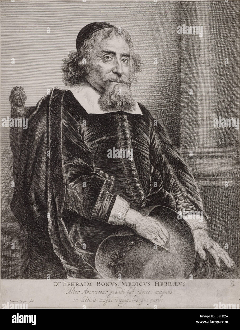Portrait of Ephraim Bueno. Artist: Lievens, Jan (1607-1674) Stock Photo