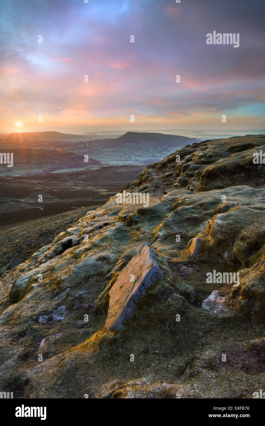 Sunrise Viewed From The Sugar Loaf Mountain Abergavenny Stock Photo sunrise-viewed-from-the-sugar-loaf-mountain-abergavenny-stock-photo