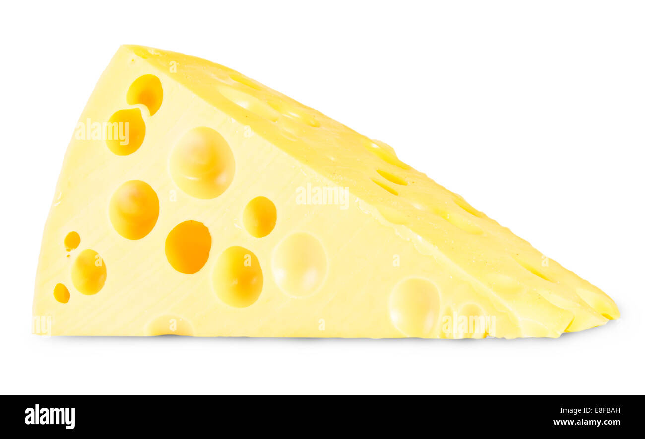 Piece Of Cheese Isolated On White Background Stock Photo