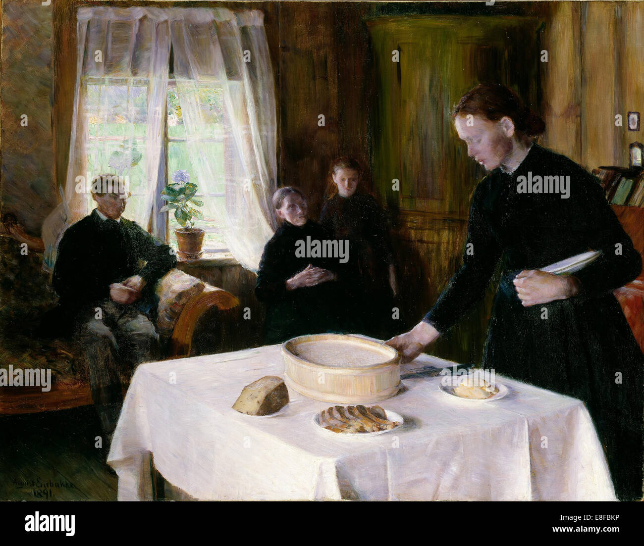 Laying the Table. Artist: Eiebakke, August (1867-1938) Stock Photo