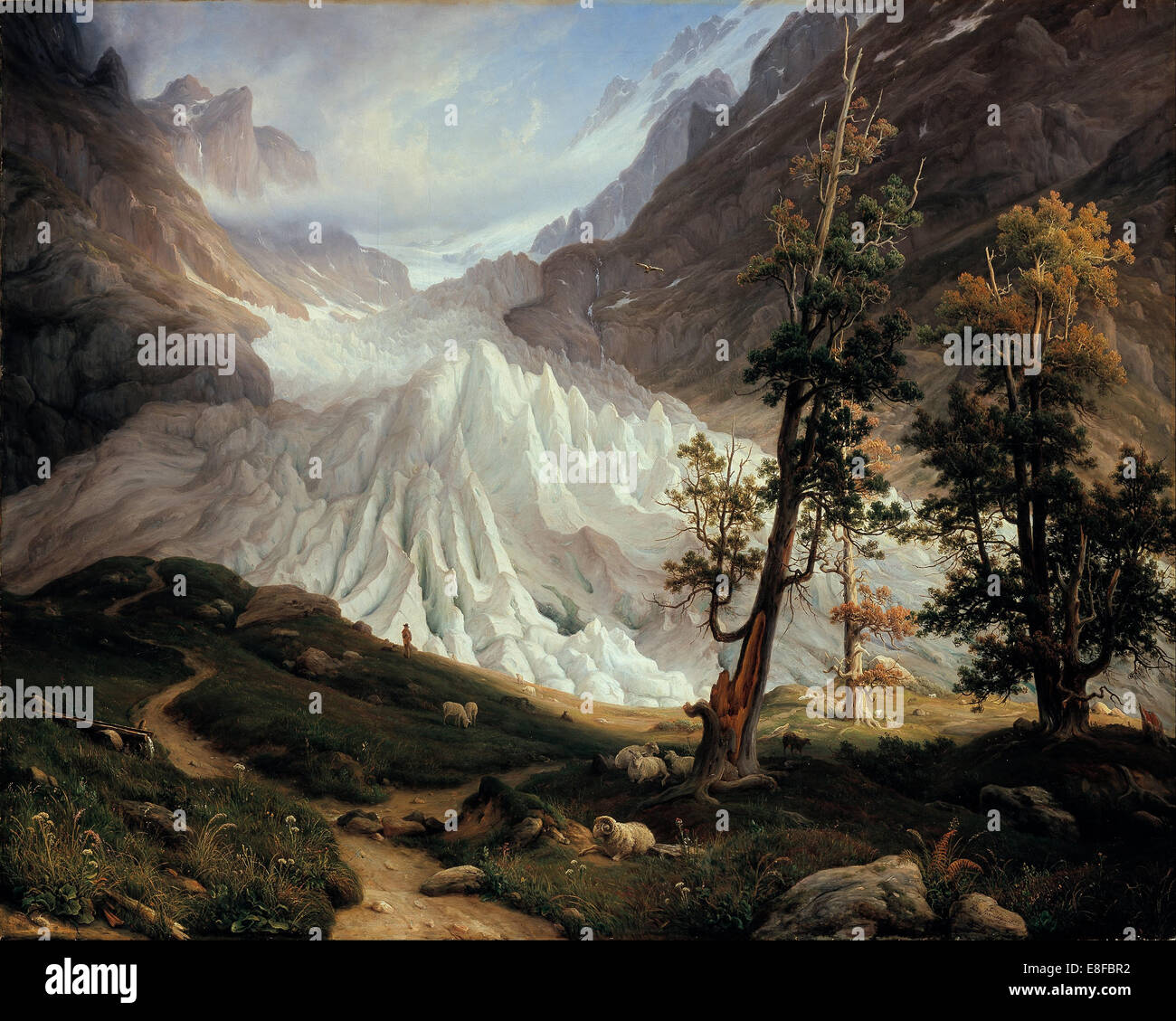 The Lower Grindelwald Glacier. Artist: Fearnley, Thomas (1802-1842) Stock Photo