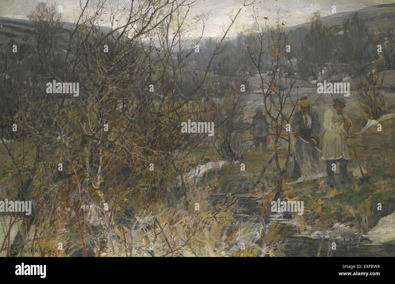 Winter Hunt. Artist: Kolesnikov, Ivan Fyodorovich (1887-1929) Stock Photo