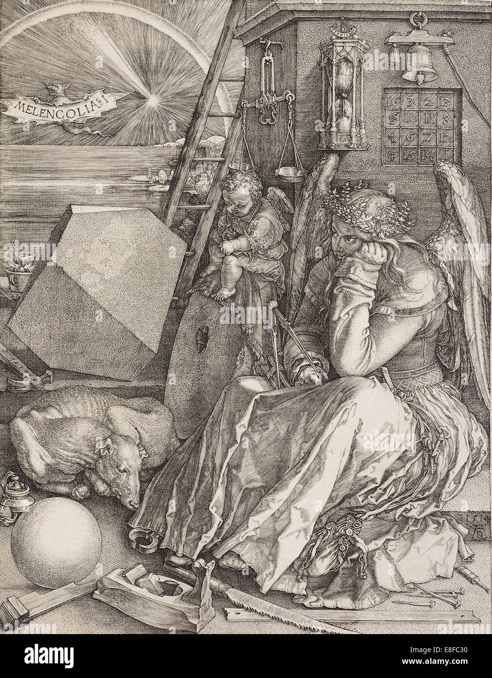 Melencolia I. Artist: Dürer, Albrecht (1471-1528) Stock Photo