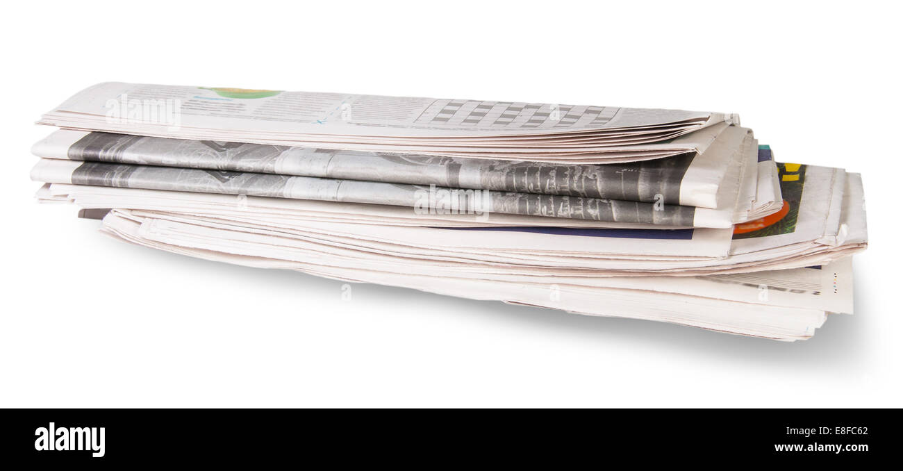 Rolled Of The Newspaper Isolated On White Background Stock Photo