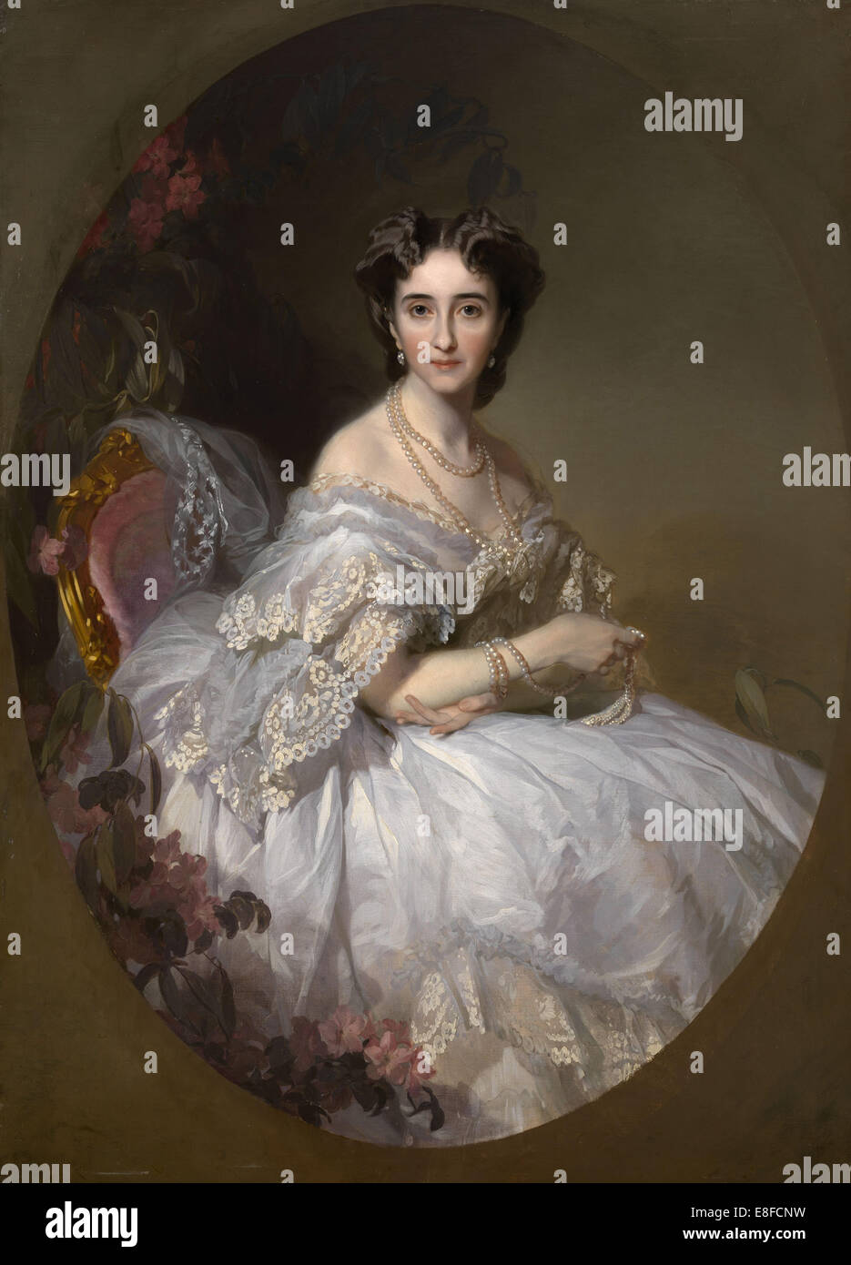 Portrait of Anastasia Ushakova, née Koni (1824-1902). Artist: Makarov, Ivan Kosmich (1822-1897) Stock Photo