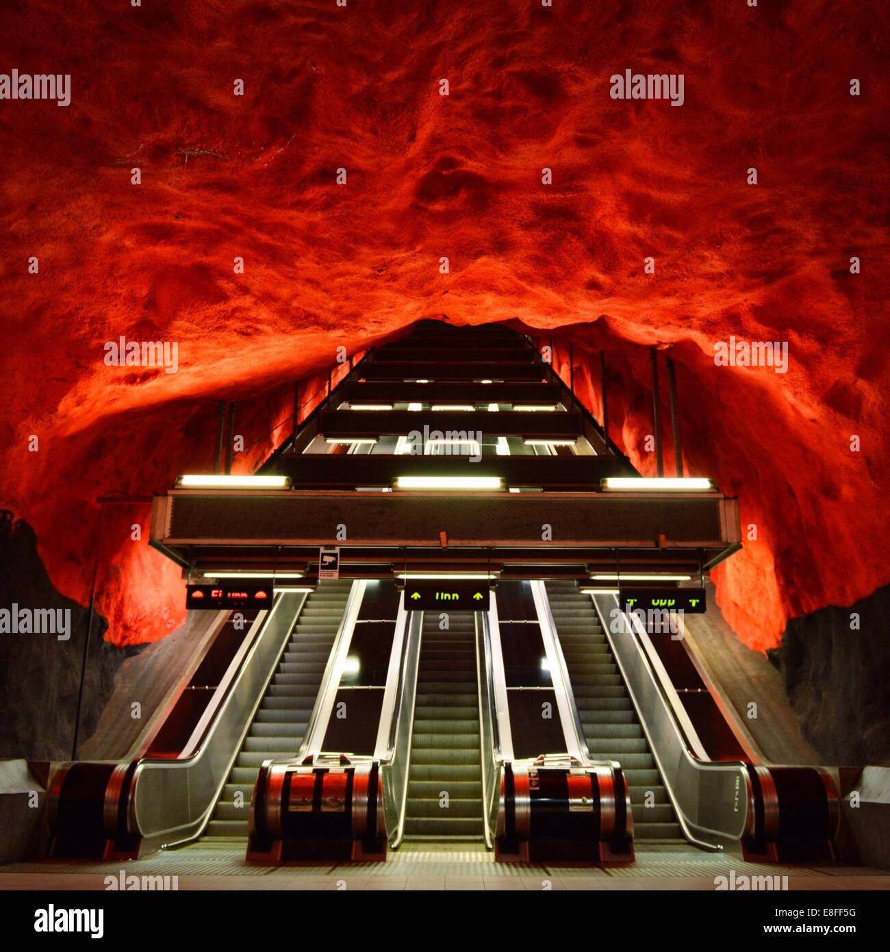 Subway escalator, Stockholm, Sweden Stock Photo