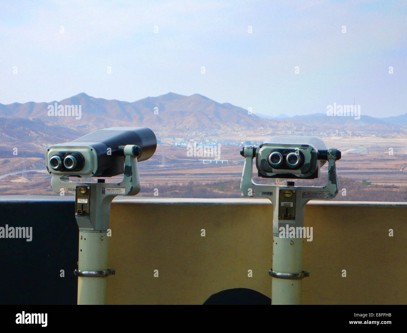 Two binoculars in South Korea facing North Korea Stock Photo Alamy