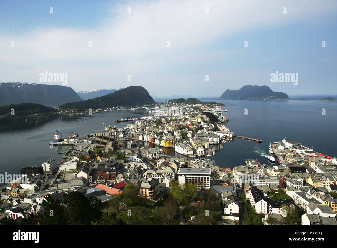 Aerial cityscape, Alesund, More og Romsdal County, Norway Stock Photo