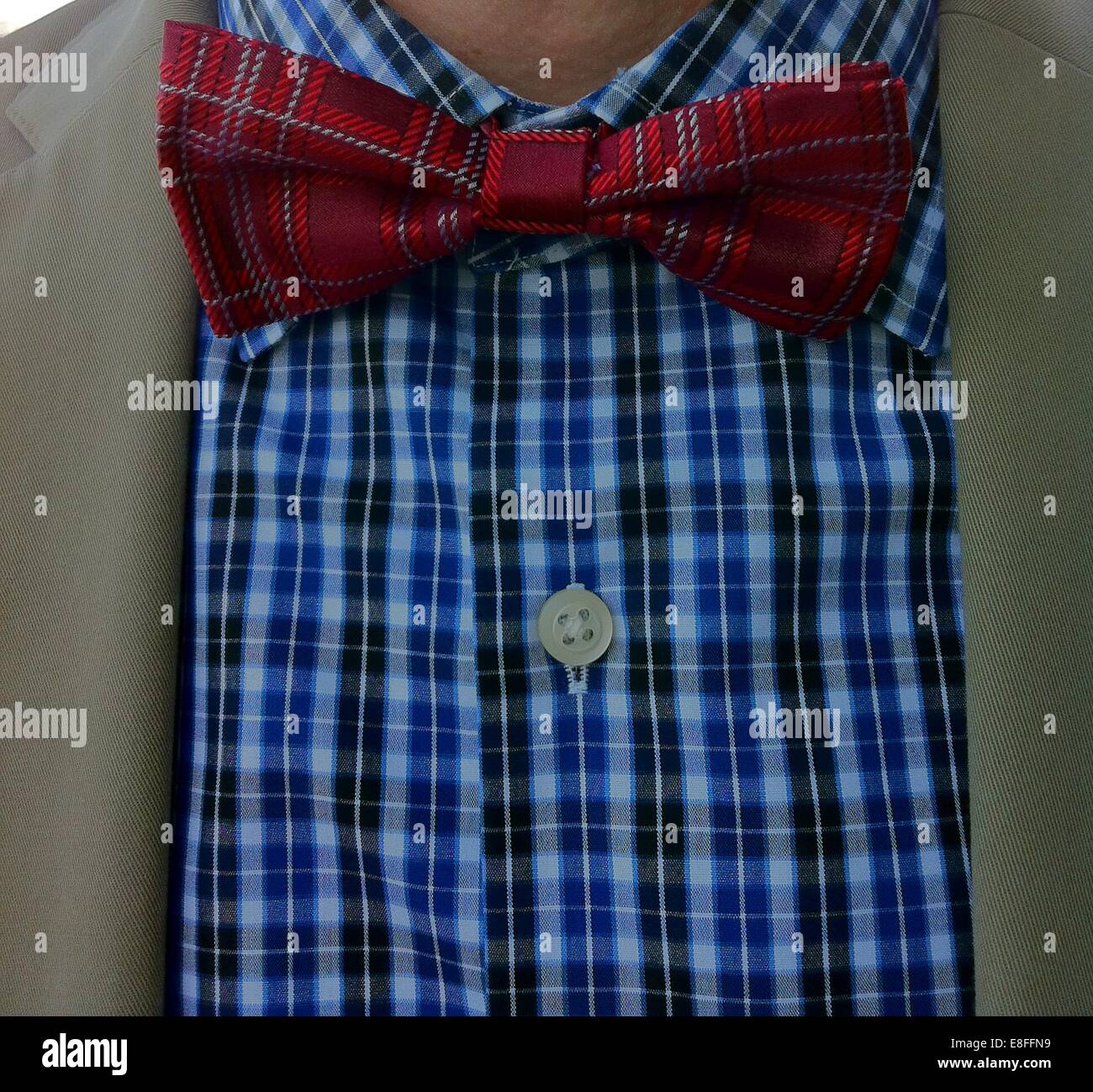 Close up of bow tie around a man's neck Stock Photo