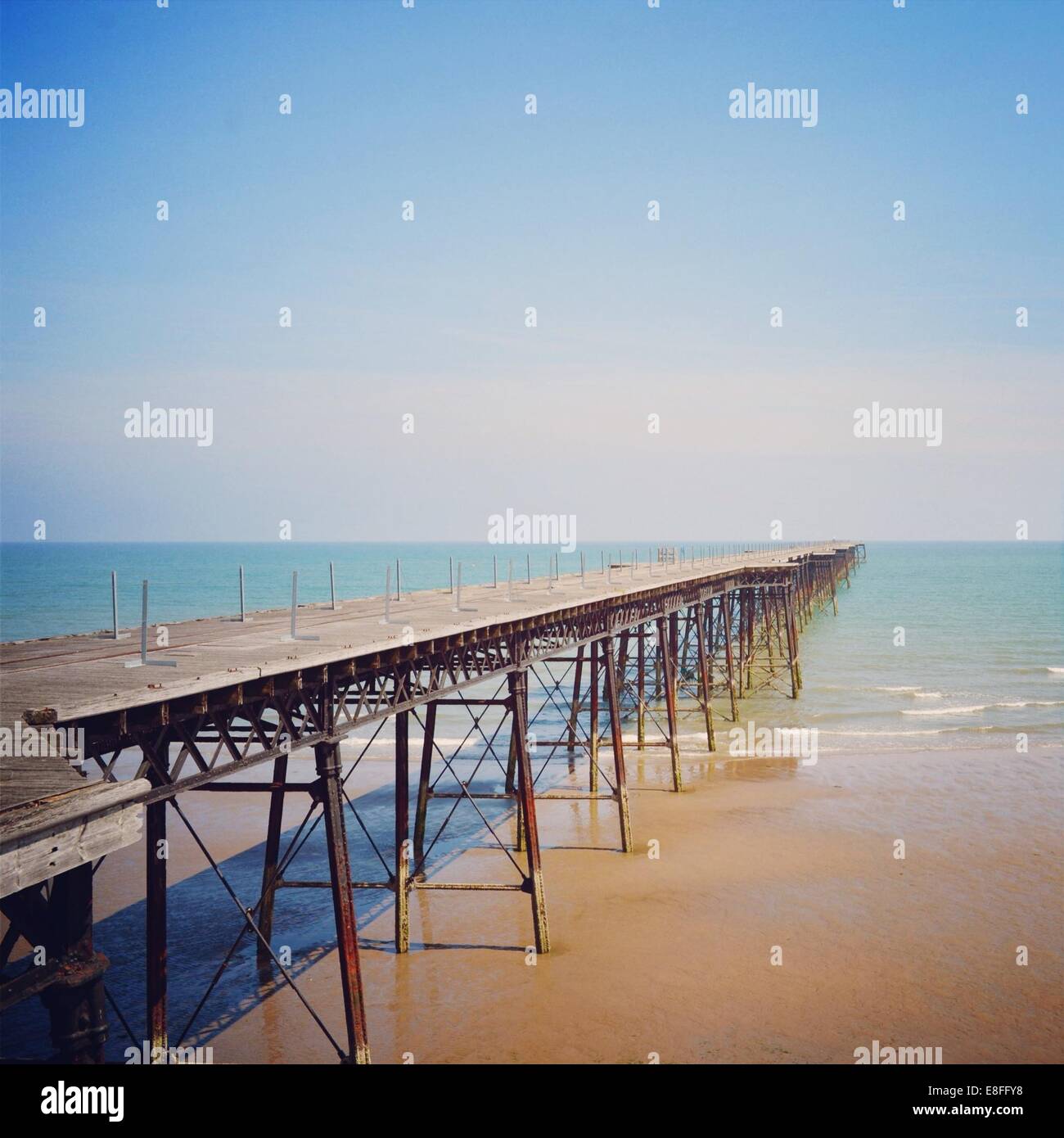 Empty wooden pier Stock Photo