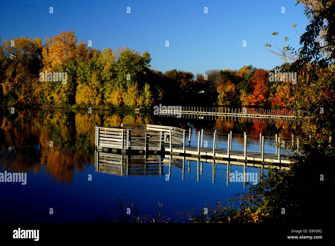 USA, Minnesota, Scott County, View of Prior Lake in autumn Stock Photo