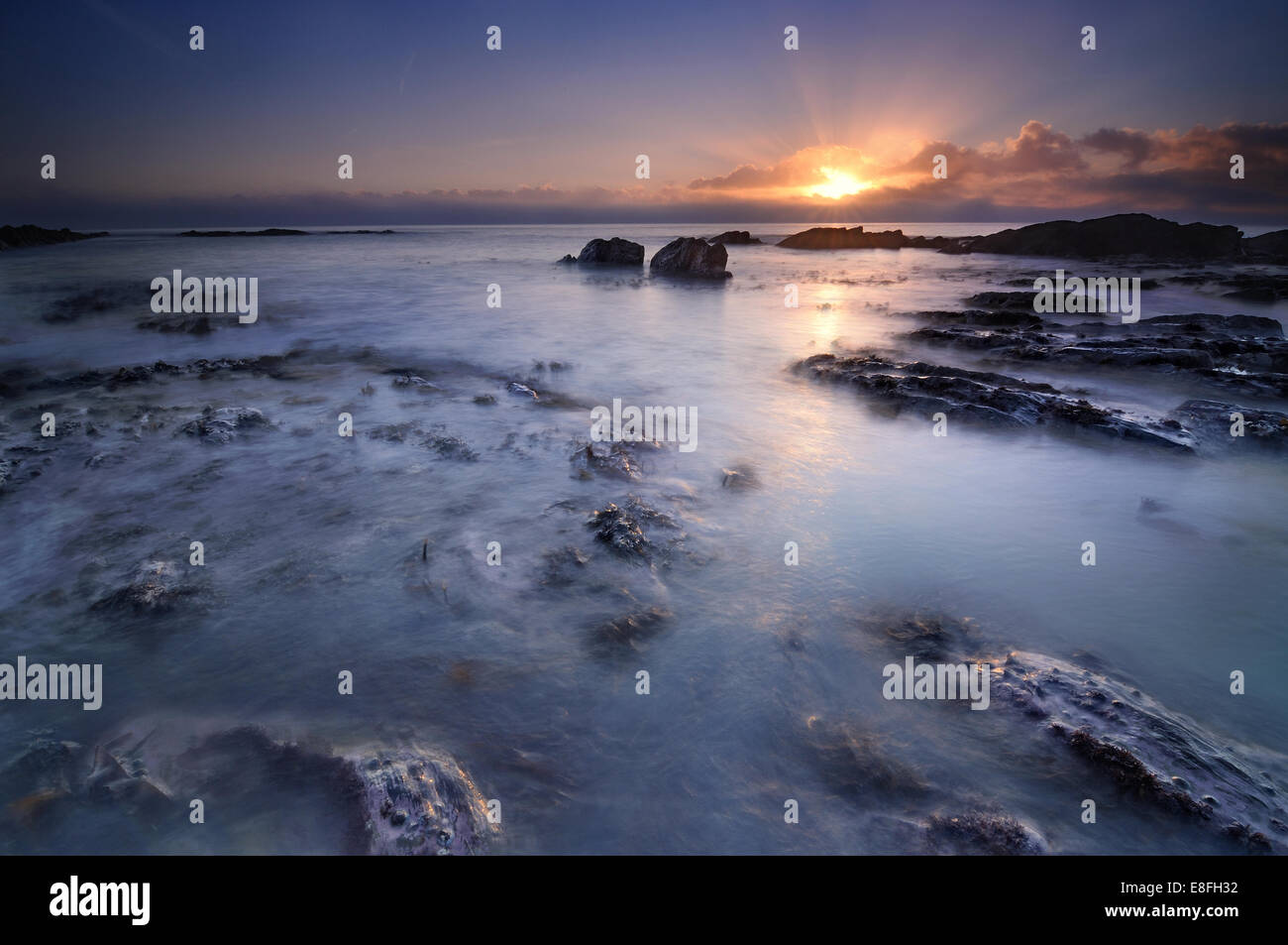Finland, Pirkanmaa, Tampere, Sunrise over ocean Stock Photo