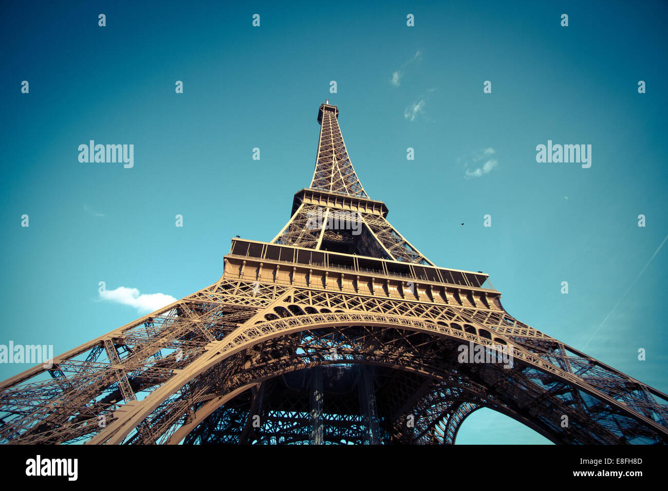 Low-angle view of Eiffel Tower, Paris, France Stock Photo