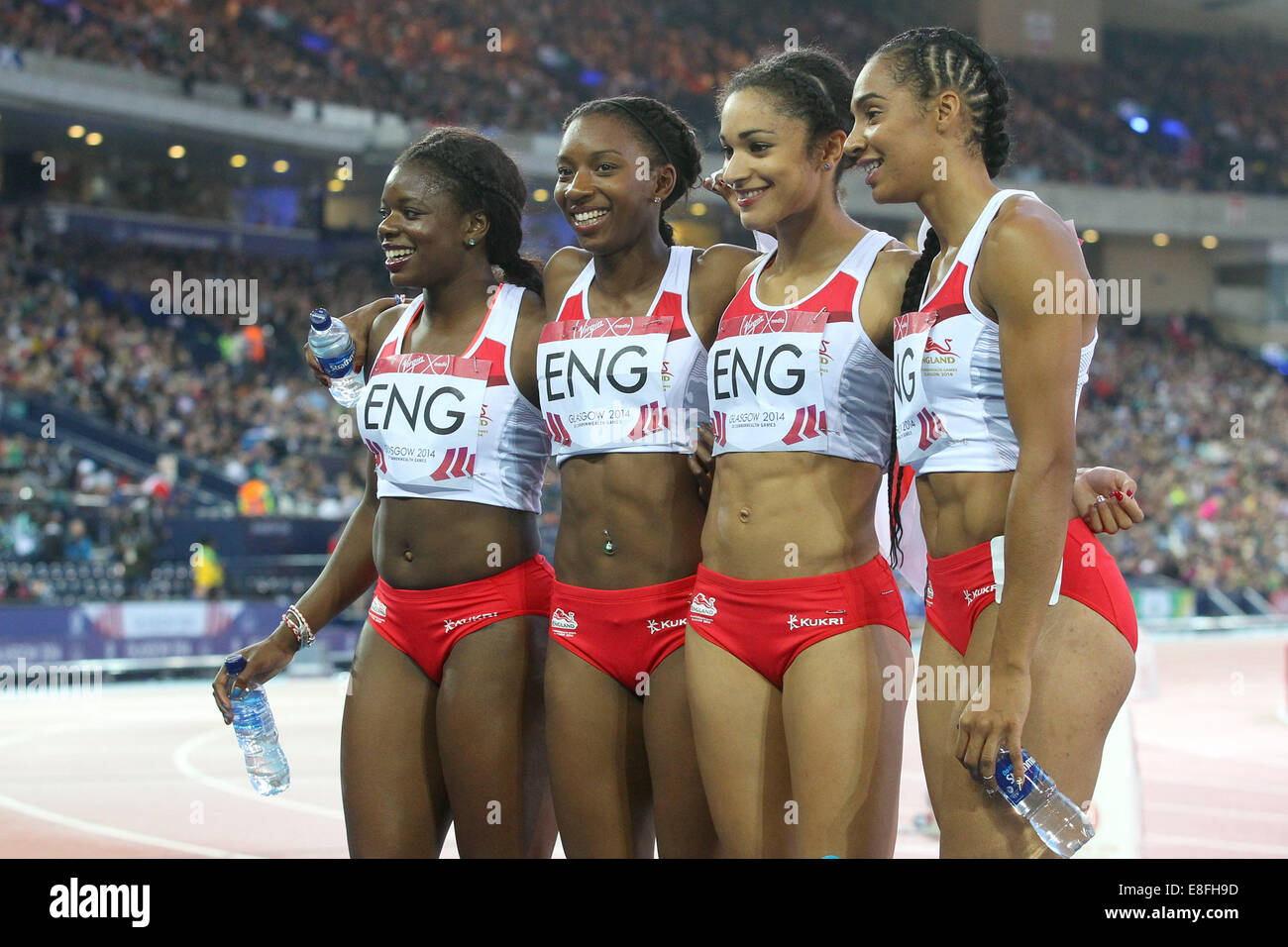 Queen Elizabeth Olympic Park, London, UK. 24th July, 2015. Sainsburys  Anniversary Games. The Womens 4x100 relay team Asha Dina Smith, Jodie  Williams, Bianca Williams and Desiree Henry. © Action Plus Sports/Alamy Live