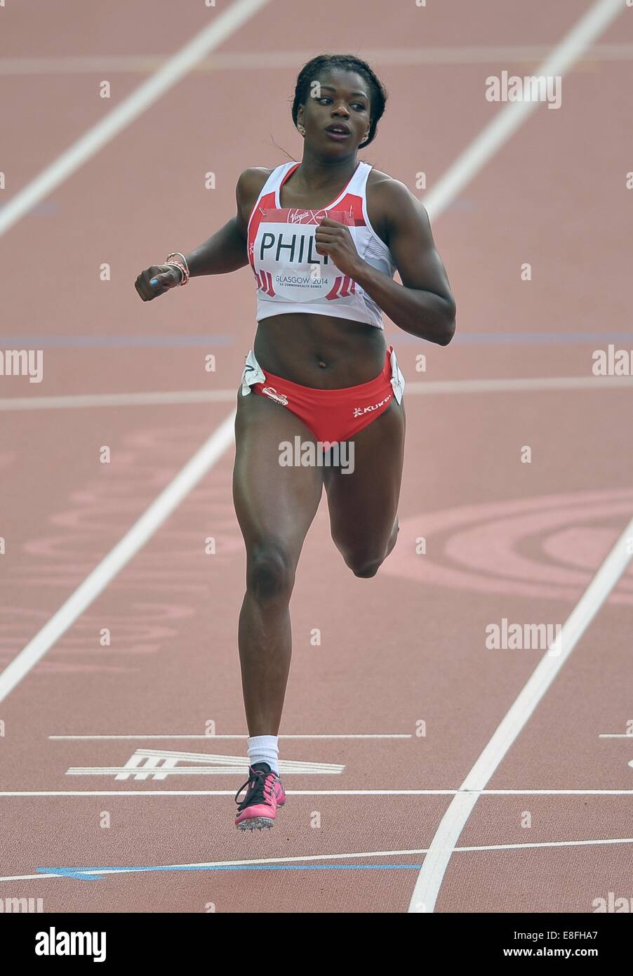Asha Philip (ENG) in the womens 100m semi-final. Athletics - Hampden Park - Glasgow - UK - 28/07/2014 - Commonwealth Games - Gla Stock Photo