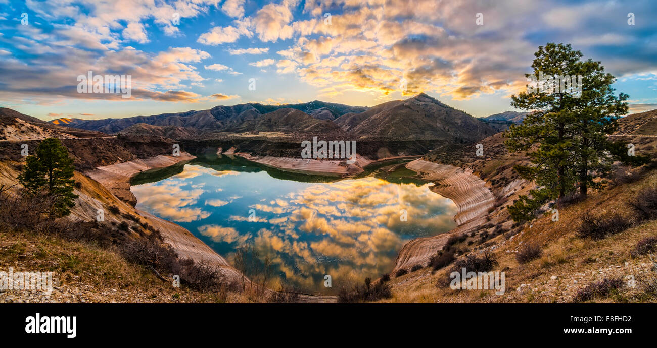 USA, Idaho, Ada, Boise, Lucky Peak, Lucky Peak Reservoir, Heart Shaped lake Stock Photo