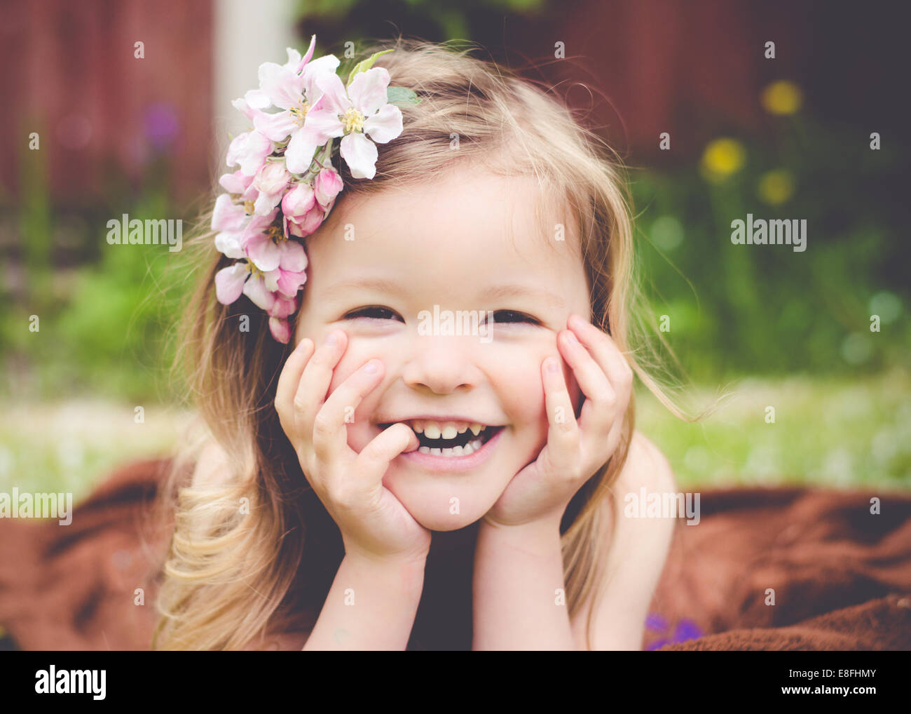 Portrait of a girl laughing Stock Photo