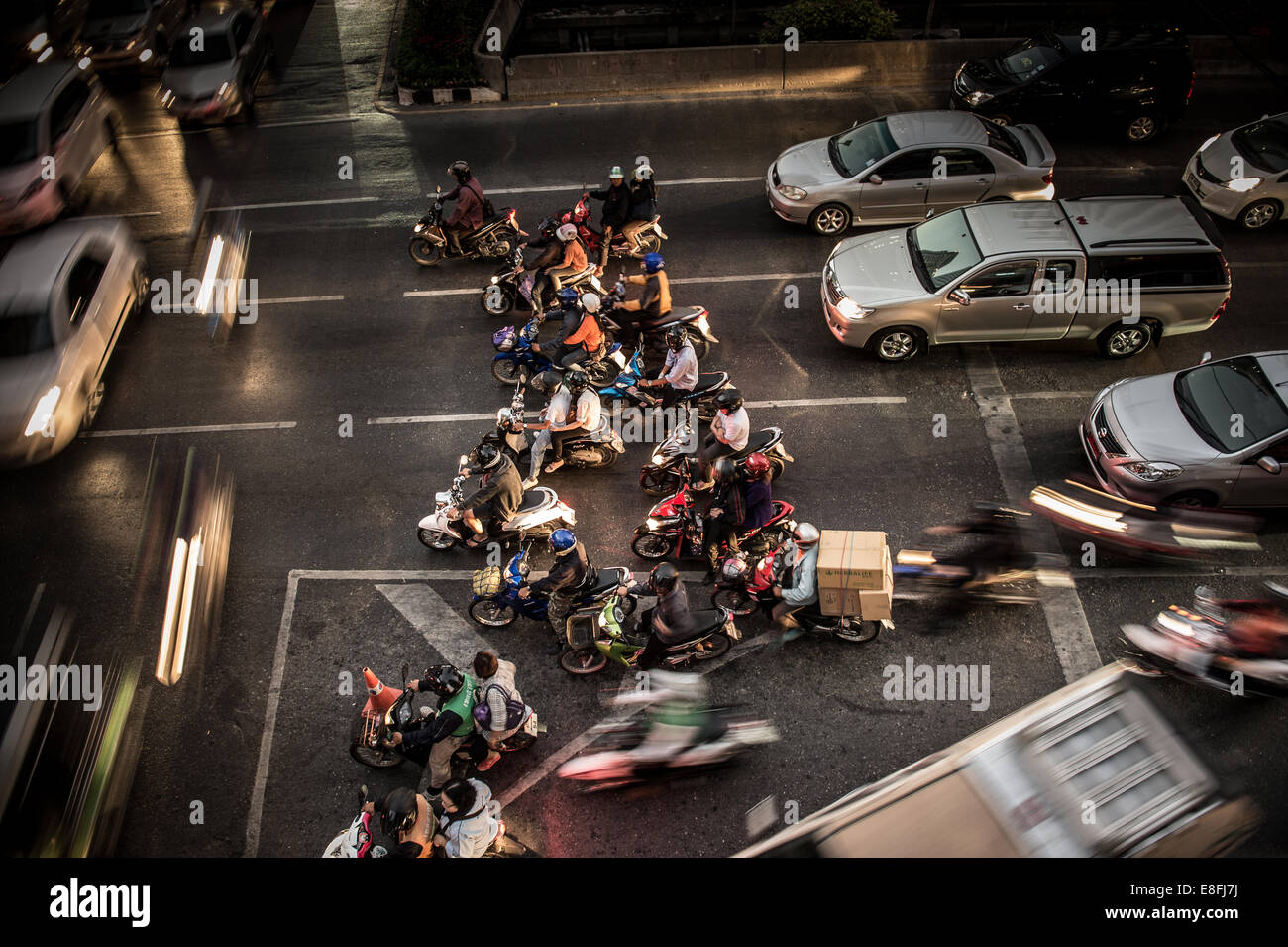 Thailand, Bangkok, High angle view of traffic jam Stock Photo