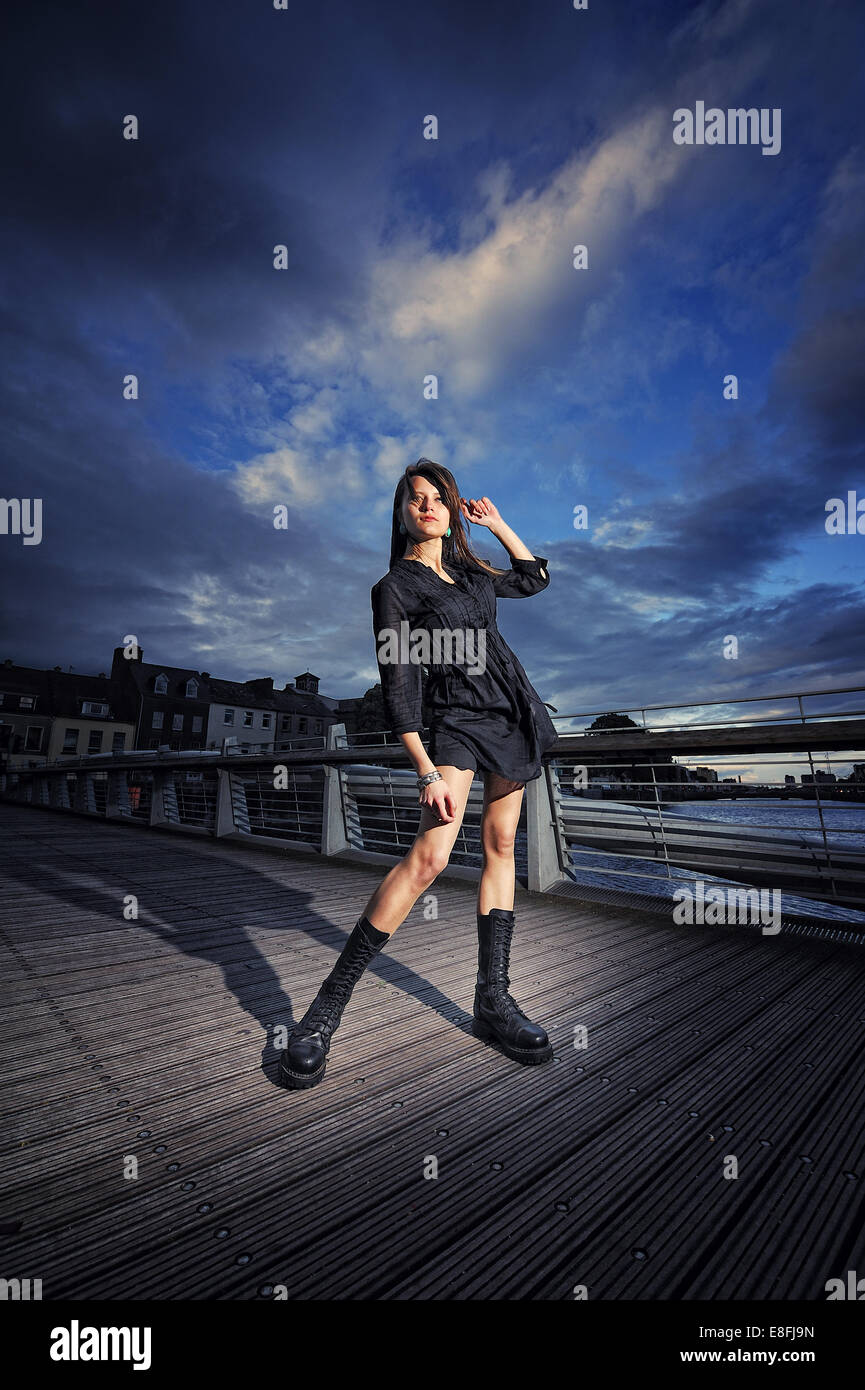 Girl On A Bridge Stock Photo - Alamy