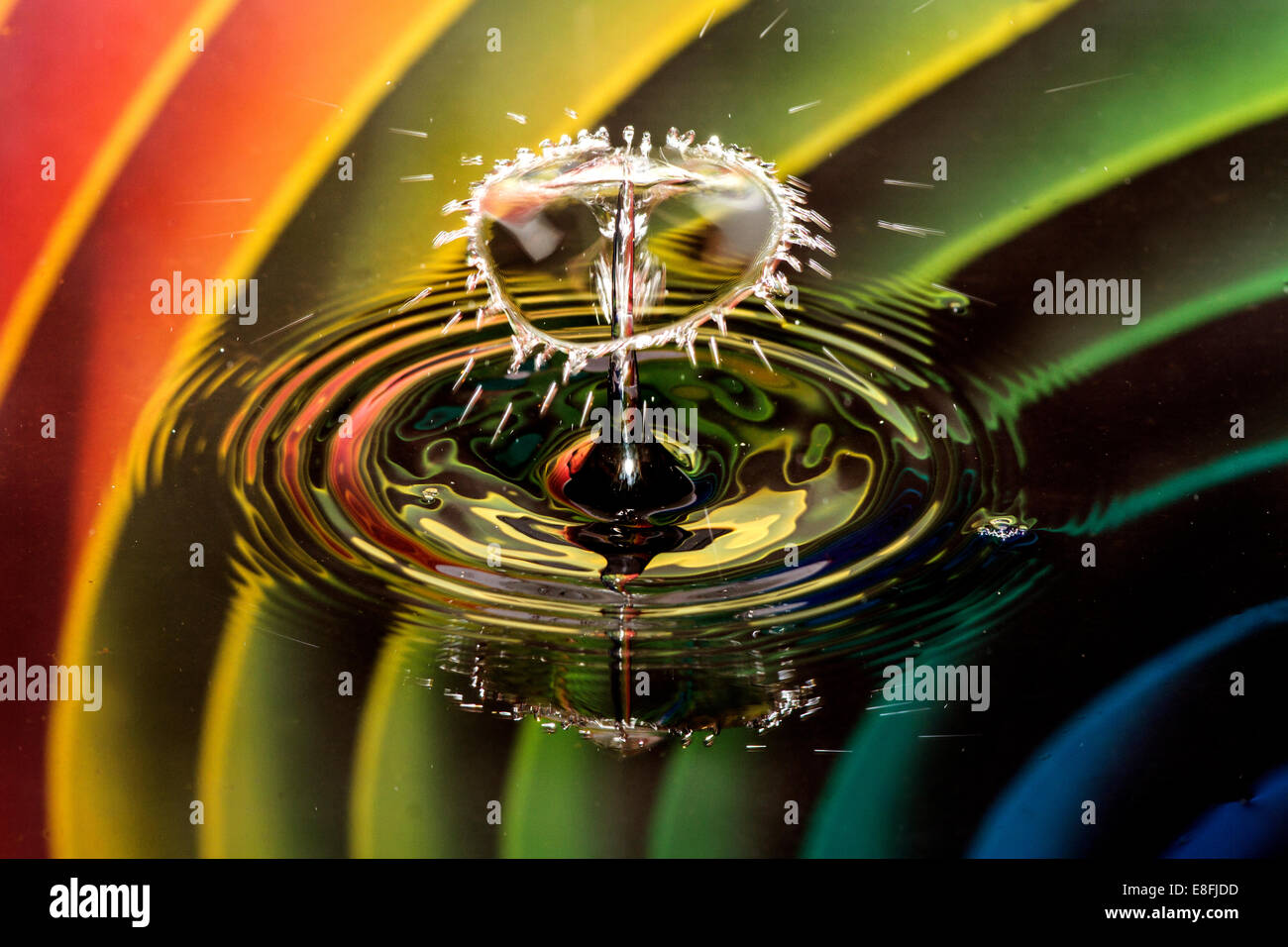 Water drops on bubble with rainbow background Stock Photo