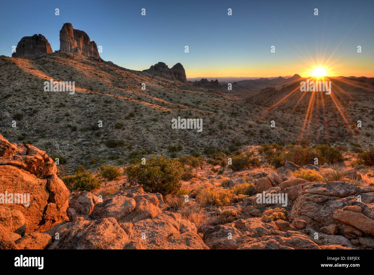 Mojave National Preserve at sunrise, California, USA Stock Photo