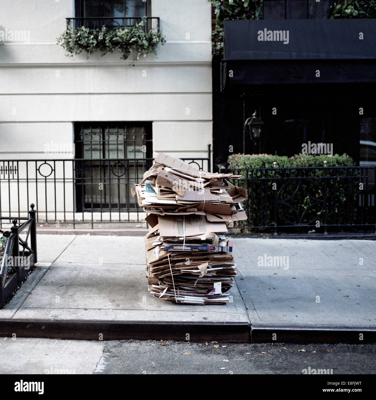 Cardboard boxes on street for recycling, New York, USA Stock Photo