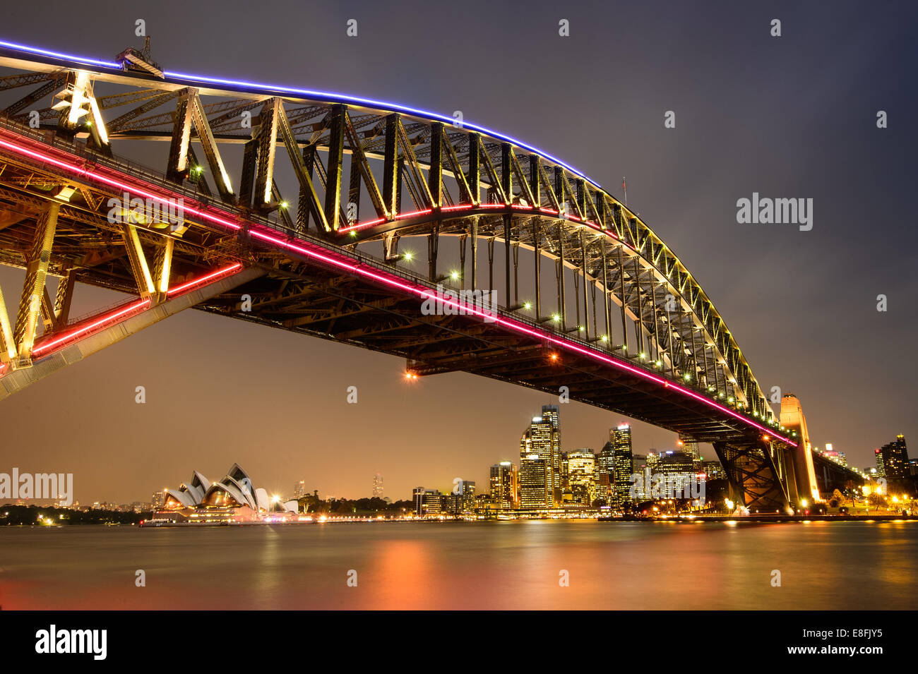 Australia, Sydney, Sydney Harbor Bridge at night Stock Photo
