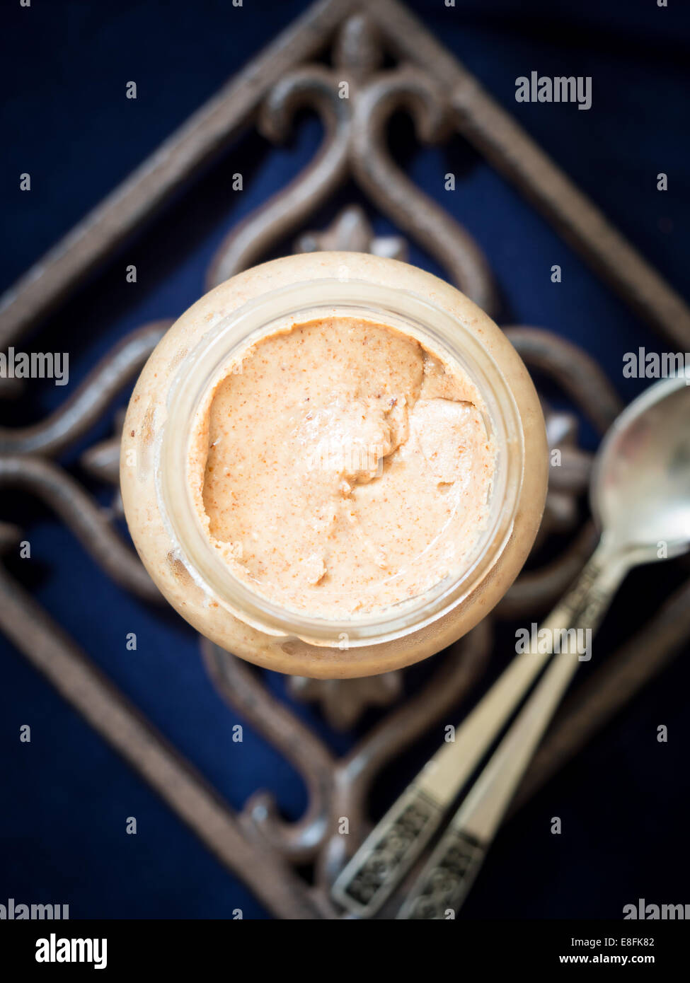 Homemade almond butter in a jar Stock Photo Alamy
