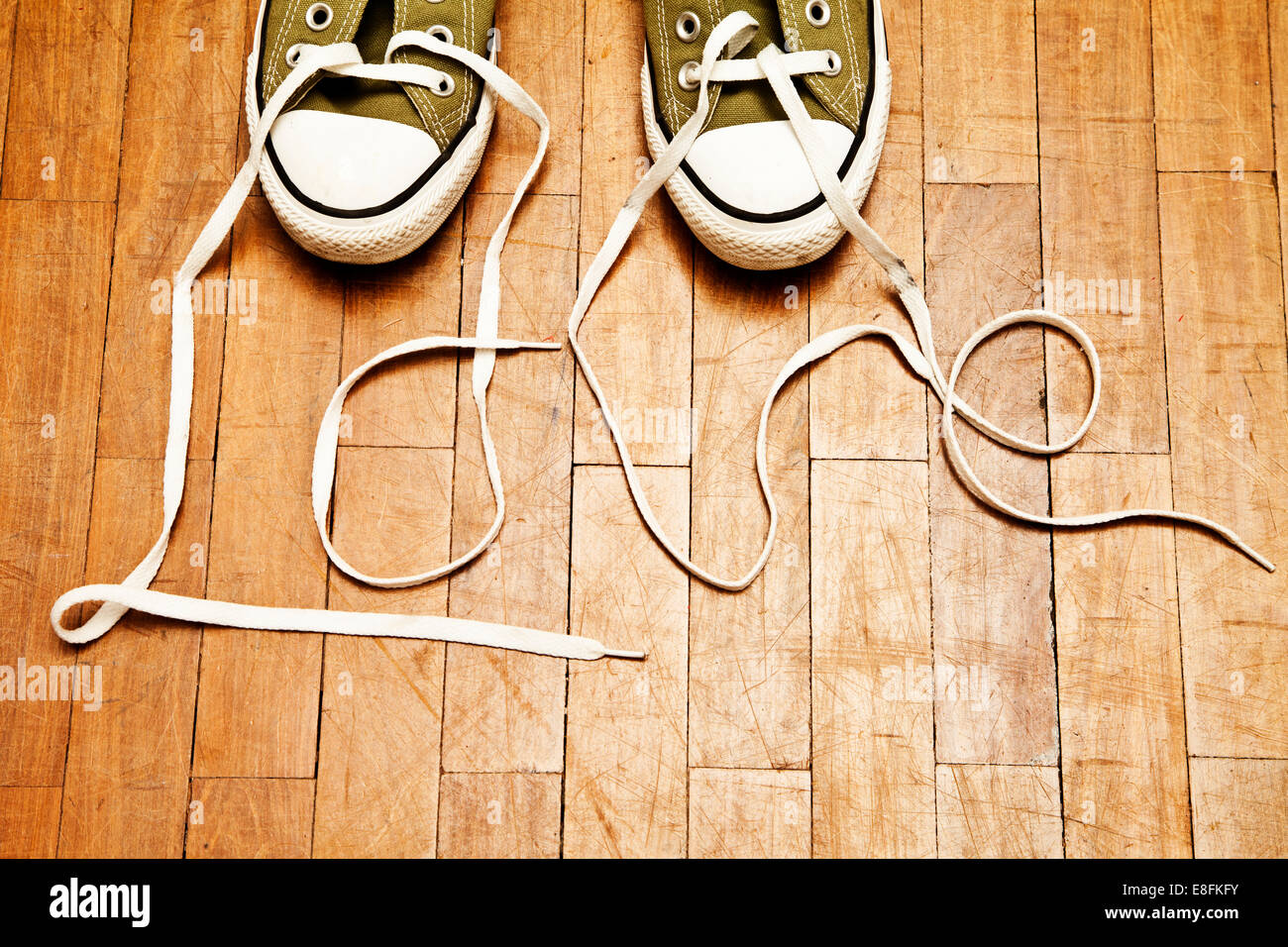 Shoelaces spelling the word love Stock Photo Alamy