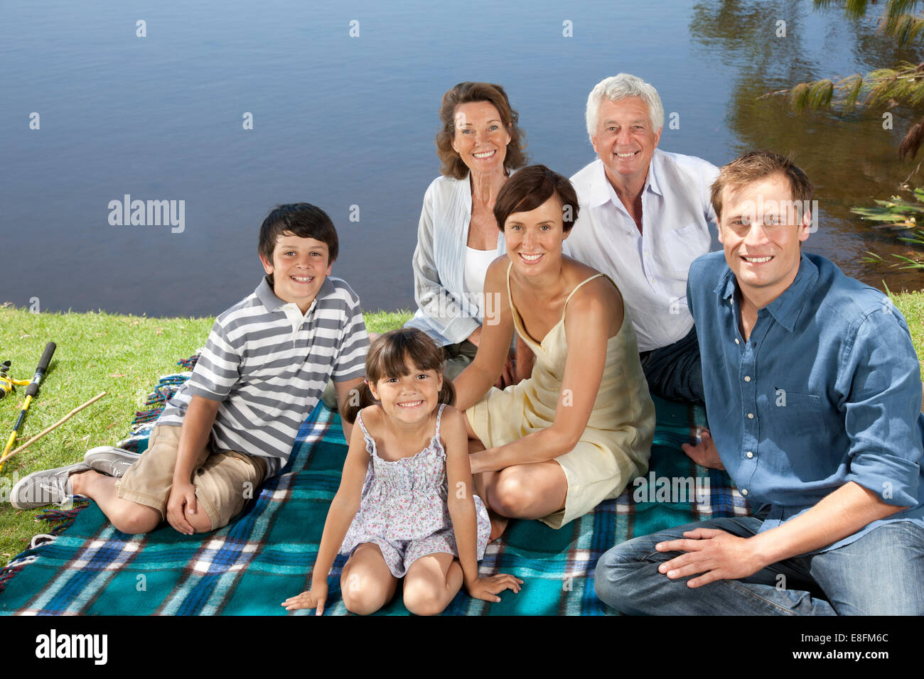 Portrait of a smiling multi-generation family, Cape Town, Western Cape, South Africa Stock Photo