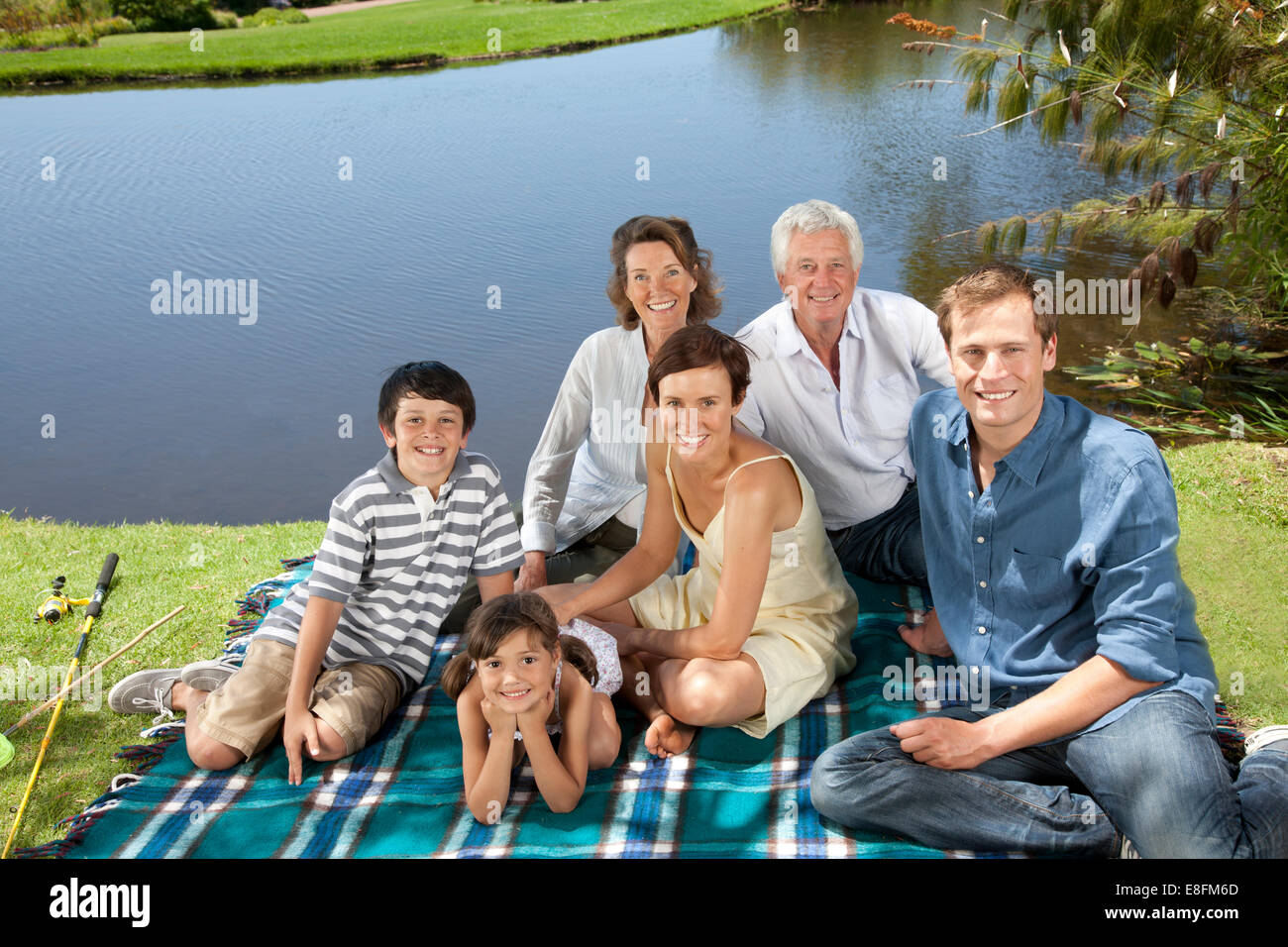 Portrait of a smiling multi-generation family, Cape Town, Western Cape, South Africa Stock Photo