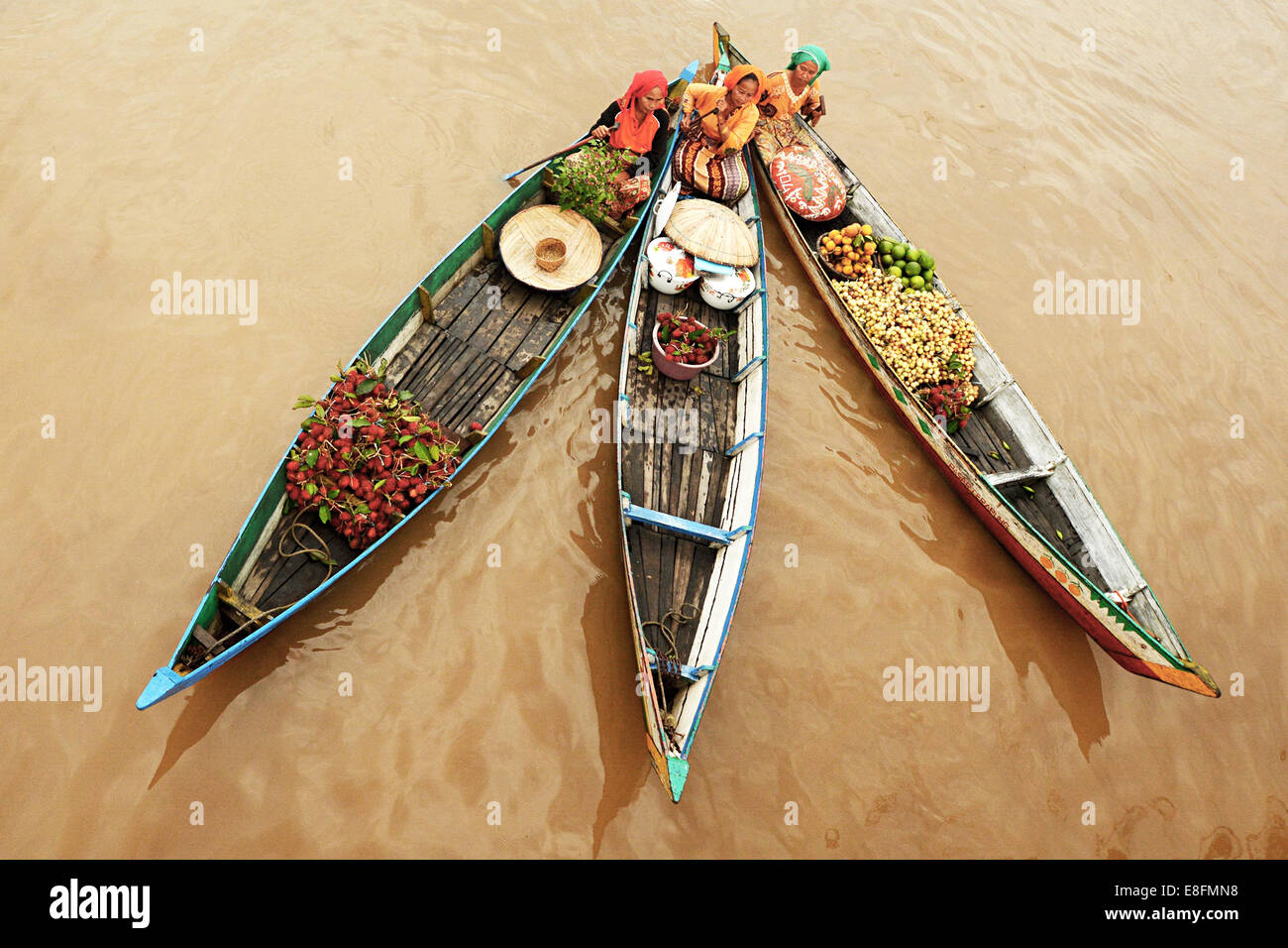 Indonesia, South Kalimantan province, Lok Baintan, Floating Market Stock Photo
