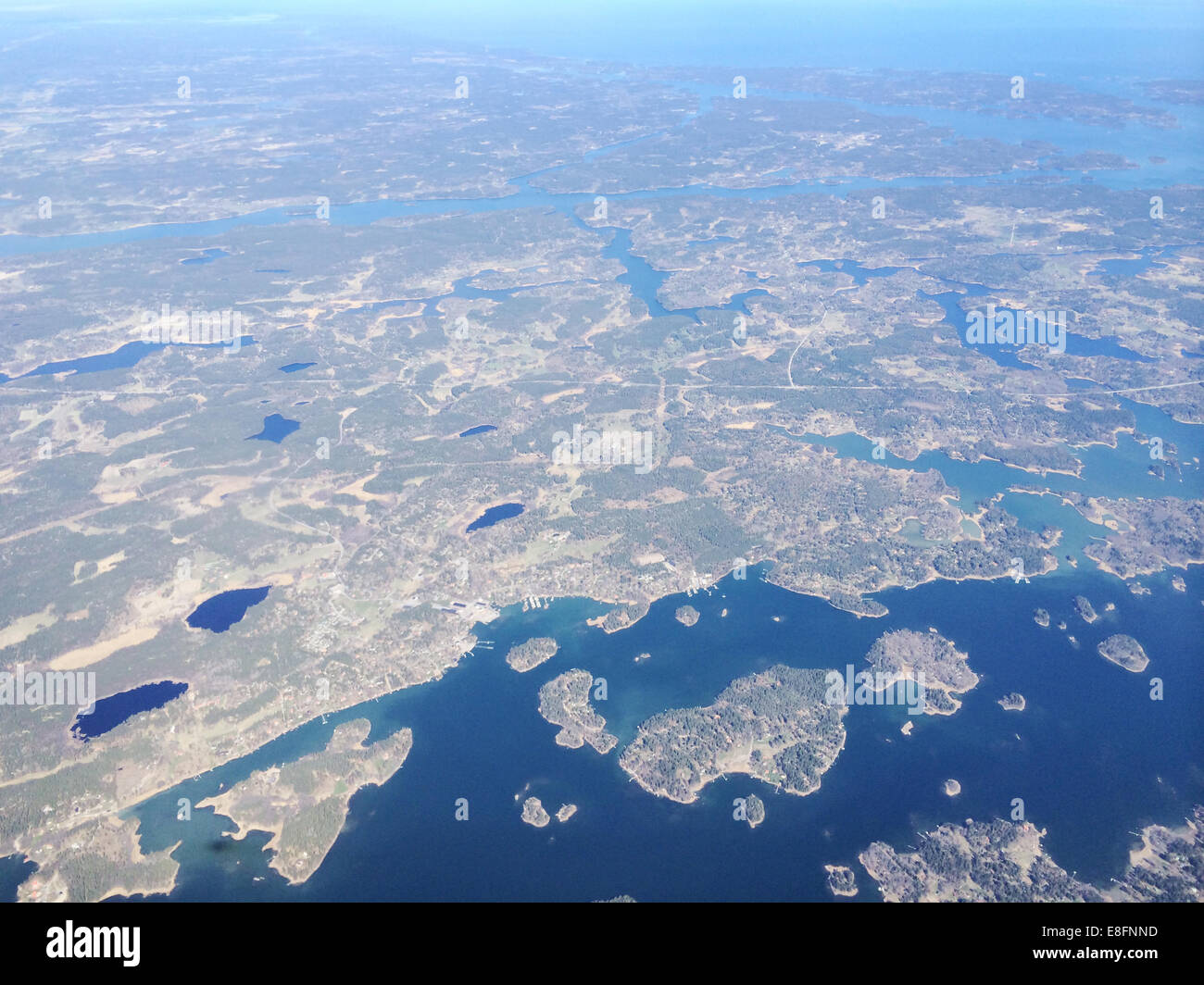 Sweden, Stockholm, Aerial view of coastline Stock Photo