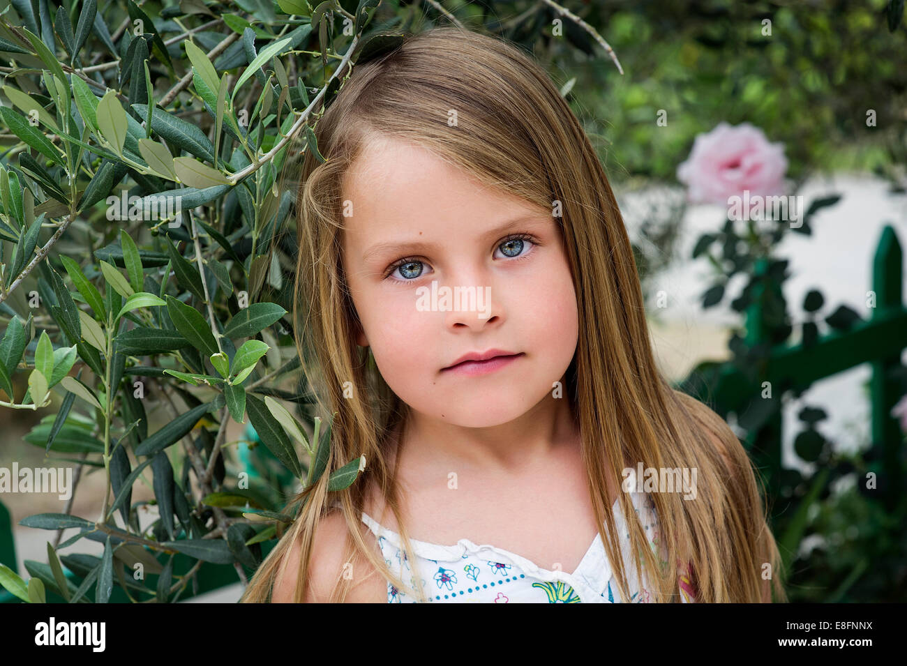 Greece, Portrait of young girl Stock Photo